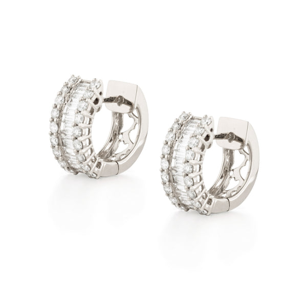 Diamond baguette clearance huggie earrings